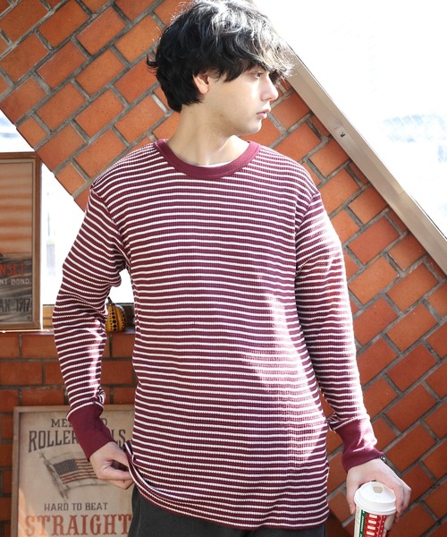 JEMORGAN(ジェーイーモーガン)の「JEMORGAN ワッフルボーダー長袖Tシャツ(Tシャツ/カットソー・メンズ・グリーン系その他/ワイン系/ネイビー系/グレー系その他・SMALL/MEDIUM/X-LARGE/LARGE)」の16枚目の写真