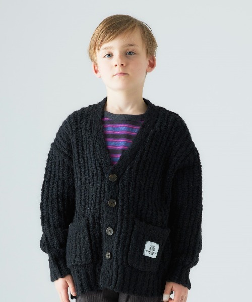 Smoothy（スムージー）の「SMOOTHY Knit cardigan / スムージー ニットカーディガン（カーディガン/ボレロ・キッズ・ライトブラウン/ブラック/アイボリー・MEDIUM/SMALL/X-LARGE/LARGE）」の4枚目の写真