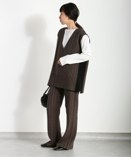 cepo(セポ)の「ヘリンボンジャガードニットパンツ セットアップ可能(その他パンツ・レディース・ブラック/ネイビー・M)」の7枚目の写真