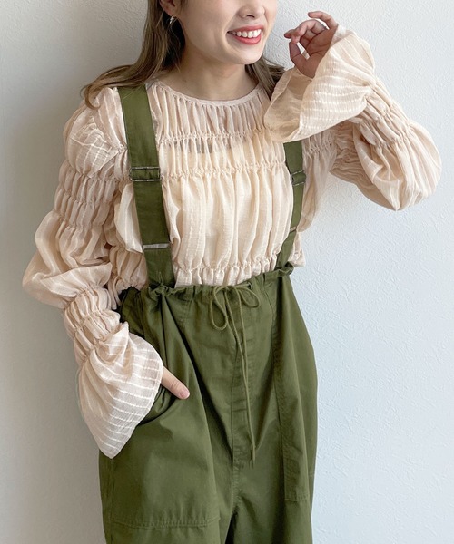 w closet（ダブルクローゼット）の「シャーリングブラウス（シャツ/ブラウス・レディース・ラベンダー/ライトベージュ/ブラック・FREE）」の16枚目の写真