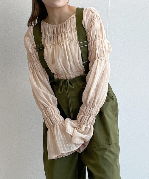 w closet（ダブルクローゼット）の「シャーリングブラウス（シャツ/ブラウス・レディース・ラベンダー/ライトベージュ/ブラック・FREE）」の20枚目の写真