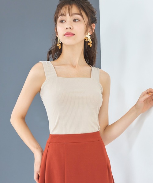 DRESS PLUS(ドレスプラス)の「タンクトップ インナー レディース キャミソール リブタンク(タンクトップ・レディース・オフホワイト/バイオレット/チャコールアッシュ/ブラック/ラベンダー/グレイッシュベージュ/グレイッシュブルー/アーミー・L/M)」の5枚目の写真