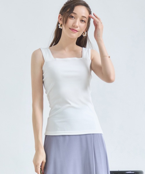 DRESS PLUS(ドレスプラス)の「タンクトップ インナー レディース キャミソール リブタンク(タンクトップ・レディース・オフホワイト/バイオレット/チャコールアッシュ/ブラック/ラベンダー/グレイッシュベージュ/グレイッシュブルー/アーミー・L/M)」の14枚目の写真