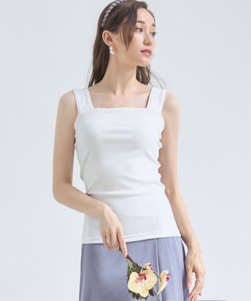 DRESS PLUS(ドレスプラス)の「タンクトップ インナー レディース キャミソール リブタンク(タンクトップ・レディース・オフホワイト/バイオレット/チャコールアッシュ/ブラック/ラベンダー/グレイッシュベージュ/グレイッシュブルー/アーミー・L/M)」の17枚目の写真