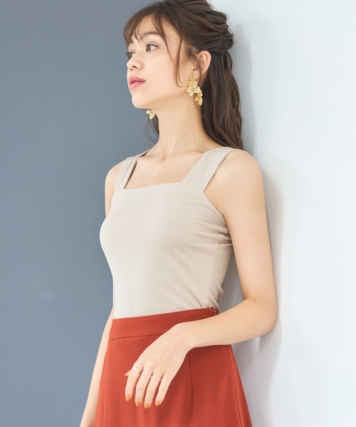 DRESS PLUS(ドレスプラス)の「タンクトップ インナー レディース キャミソール リブタンク(タンクトップ・レディース・オフホワイト/バイオレット/チャコールアッシュ/ブラック/ラベンダー/グレイッシュベージュ/グレイッシュブルー/アーミー・L/M)」の12枚目の写真