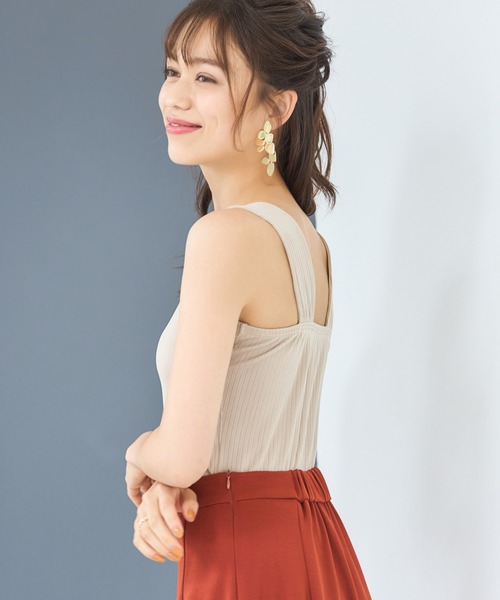 DRESS PLUS(ドレスプラス)の「タンクトップ インナー レディース キャミソール リブタンク(タンクトップ・レディース・オフホワイト/バイオレット/チャコールアッシュ/ブラック/ラベンダー/グレイッシュベージュ/グレイッシュブルー/アーミー・L/M)」の15枚目の写真