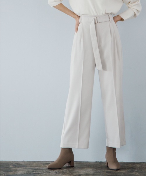 OPAQUE.CLIP（オペークドットクリップ）の「◆ダブルクロス ベルテッドワイドパンツ（その他パンツ・レディース・ライトグレー/ブルー/ブラック・40/38/36/34/42）」の3枚目の写真