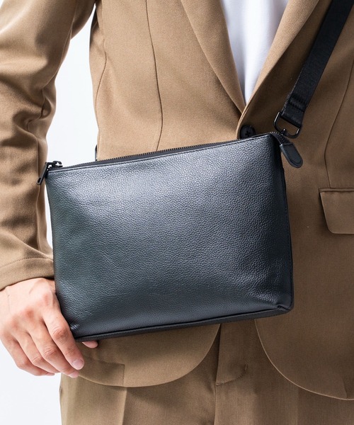 MURA（ムラ）の「フルグレインレザー  スキミング防止 サコッシュ ショルダーバッグ（ショルダーバッグ・メンズ・ブラック/グレー/ネイビー/ブラウン・FREE）」の16枚目の写真