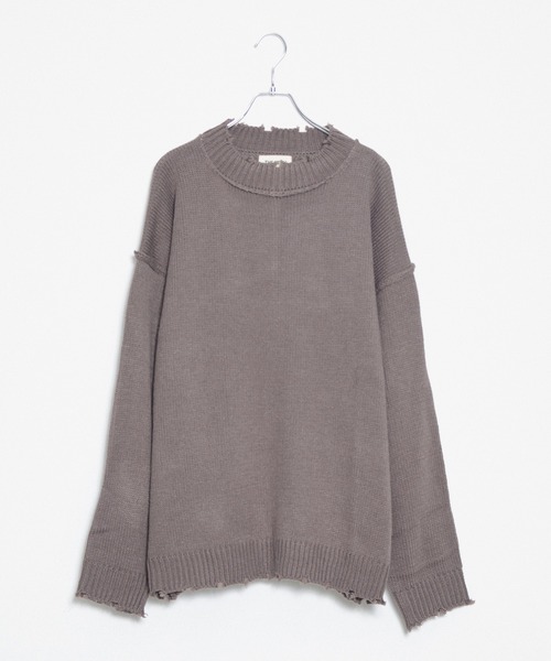 THE HITSS（ヒッツ）の「【THE HITSS】オーバーサイズ アクリルバルキー ダメージ モックネック ニットプルオーバー（ニット/セーター・メンズ・チャコール/モカ/オフホワイト/サックスブルー・M/L）」の3枚目の写真