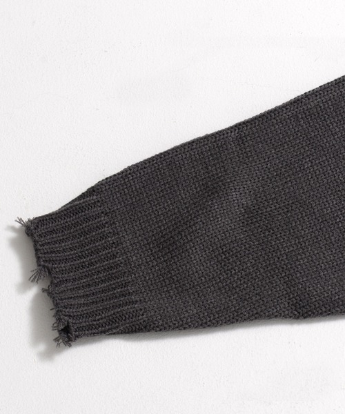 THE HITSS（ヒッツ）の「【THE HITSS】オーバーサイズ アクリルバルキー ダメージ モックネック ニットプルオーバー（ニット/セーター・メンズ・チャコール/モカ/オフホワイト/サックスブルー・M/L）」の12枚目の写真