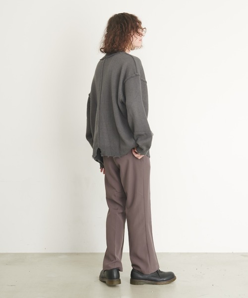 THE HITSS（ヒッツ）の「【THE HITSS】オーバーサイズ アクリルバルキー ダメージ モックネック ニットプルオーバー（ニット/セーター・メンズ・チャコール/モカ/オフホワイト/サックスブルー・M/L）」の8枚目の写真