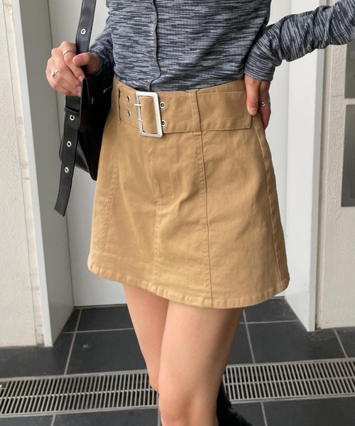 WEGO（ウィゴー）の「WEGO/ベルト付きミニスカパン（スカート・レディース・ブラック/ベージュ・FREE）」の15枚目の写真