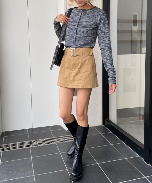 WEGO（ウィゴー）の「WEGO/ベルト付きミニスカパン（スカート・レディース・ブラック/ベージュ・FREE）」の8枚目の写真