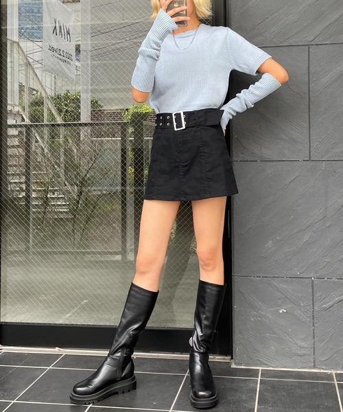 WEGO（ウィゴー）の「WEGO/ベルト付きミニスカパン（スカート・レディース・ブラック/ベージュ・FREE）」の11枚目の写真