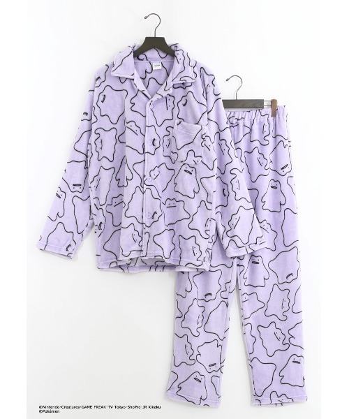 ポケットモンスター（ポケットモンスター）の「【完売】《ポケットモンスター》 ポケモン メタモン フリース パジャマ ルームウェア（ルームウェア/パジャマ・メンズ・パープル/ブラック・L/M）」の2枚目の写真