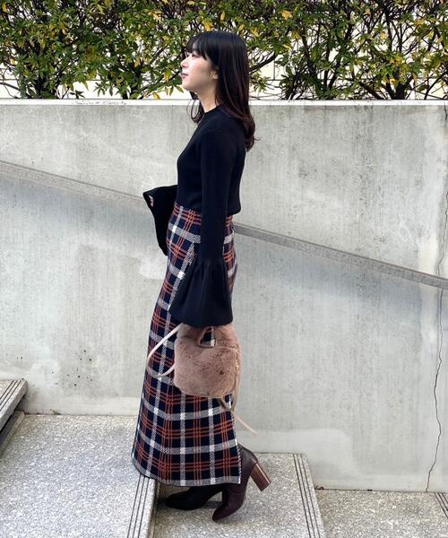 OPAQUE.CLIP（オペークドットクリップ）の「◆フレアスリーブリブニット（ニット/セーター・レディース・ライトグリーン/オフホワイト/ブラック・38）」の17枚目の写真