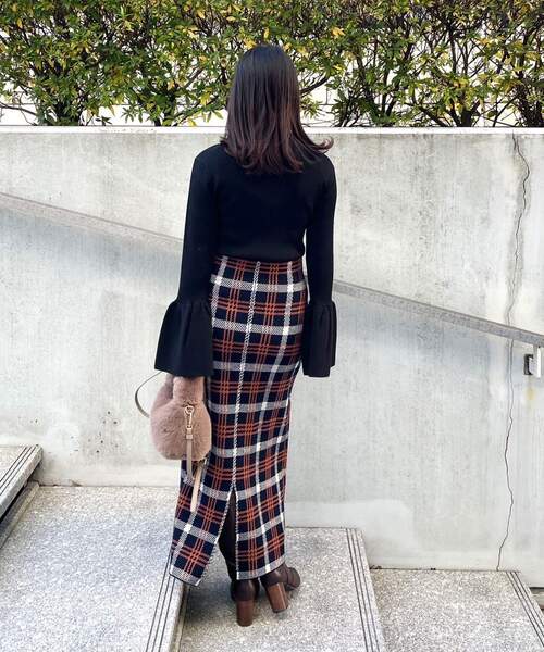 OPAQUE.CLIP（オペークドットクリップ）の「◆フレアスリーブリブニット（ニット/セーター・レディース・ライトグリーン/オフホワイト/ブラック・38）」の18枚目の写真