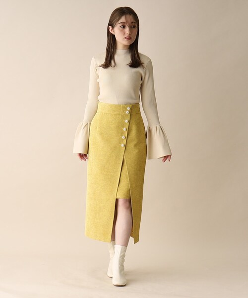 OPAQUE.CLIP（オペークドットクリップ）の「◆フレアスリーブリブニット（ニット/セーター・レディース・ライトグリーン/オフホワイト/ブラック・38）」の21枚目の写真