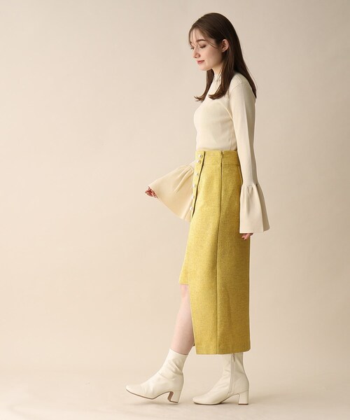 OPAQUE.CLIP（オペークドットクリップ）の「◆フレアスリーブリブニット（ニット/セーター・レディース・ライトグリーン/オフホワイト/ブラック・38）」の22枚目の写真