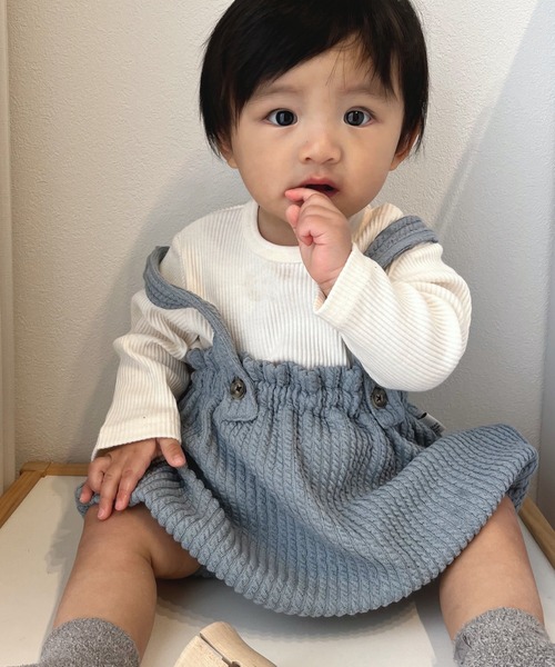 MAKE YOUR DAY（メイクユアデイ）の「テレコリブロンパス（ロンパース・キッズ・モカ/ピンク/オフホワイト/オリーブ・80/70）」の3枚目の写真