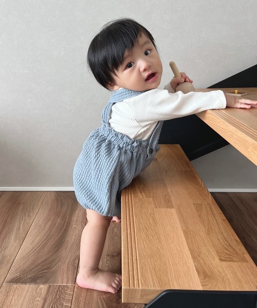 MAKE YOUR DAY（メイクユアデイ）の「テレコリブロンパス（ロンパース・キッズ・モカ/ピンク/オフホワイト/オリーブ・80/70）」の8枚目の写真