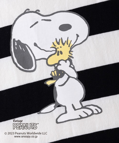 trois lapins kp(トロワラパンケーピー)の「【PEANUTS】スヌーピーコラボ ボーダーワンピース(80~90)(ワンピース・キッズ・ブラック/グリーン・90cm/80cm)」の4枚目の写真