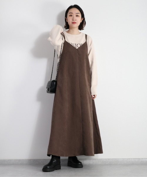 cepo(セポ)の「スウェードライクキャミワンピース(ワンピース・レディース・ブラウン/ベージュ/ブラック・M)」の4枚目の写真