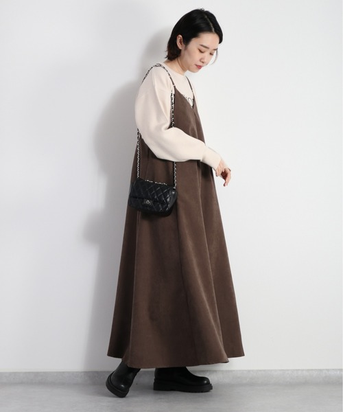 cepo(セポ)の「スウェードライクキャミワンピース(ワンピース・レディース・ブラウン/ベージュ/ブラック・M)」の6枚目の写真