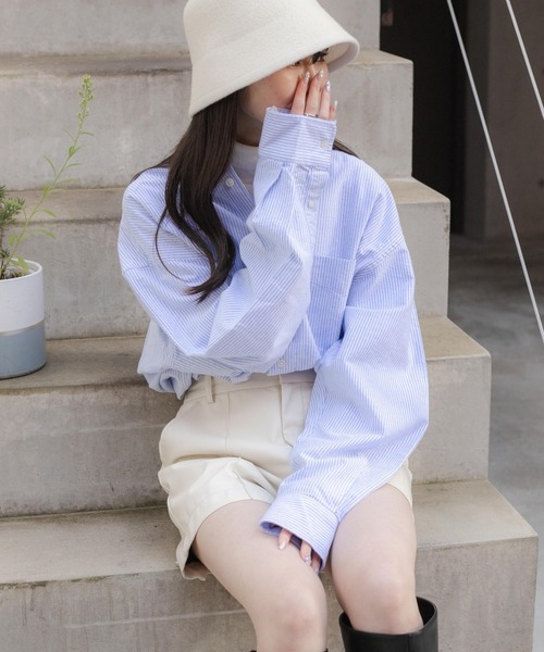 WEGO(ウィゴー)の「WEGO/コットンオックスBIGシャツ(シャツ/ブラウス・メンズ・ホワイト/サックスブルー/ダークグリーン/ブルー系その他4/グリーン系その他4/ピンク/イエロー系その他5/オレンジ系その他5・MEDIUM/LARGE)」の9枚目の写真