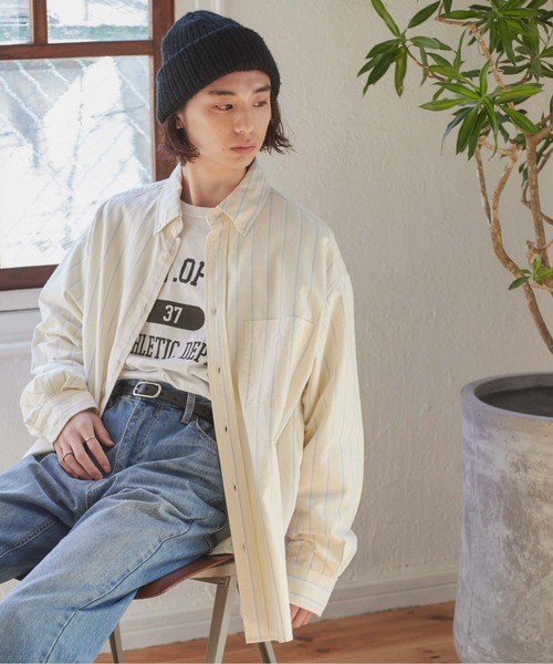 WEGO(ウィゴー)の「WEGO/コットンオックスBIGシャツ(シャツ/ブラウス・メンズ・ホワイト/サックスブルー/ダークグリーン/ブルー系その他4/グリーン系その他4/ピンク/イエロー系その他5/オレンジ系その他5・MEDIUM/LARGE)」の10枚目の写真