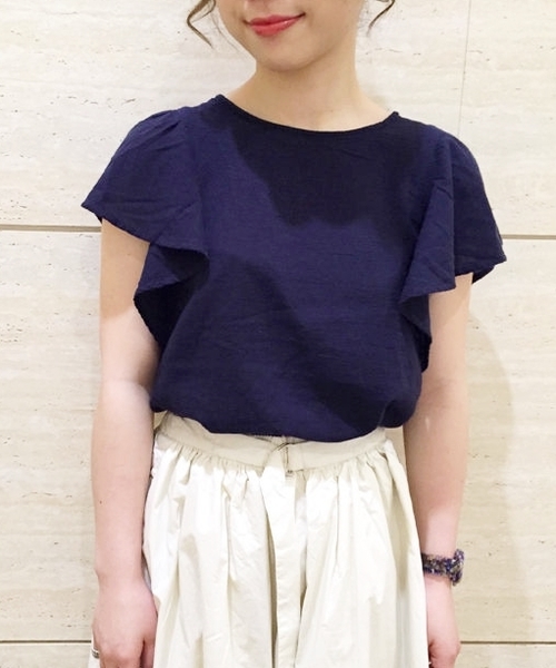 Kastane（カスタネ）の「【Kastane】パナマ袖ギャザーブラウス（シャツ/ブラウス・レディース・ホワイト/レッド/ネイビー・FREE）」の2枚目の写真