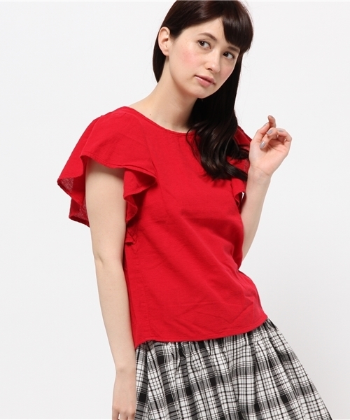 Kastane（カスタネ）の「【Kastane】パナマ袖ギャザーブラウス（シャツ/ブラウス・レディース・ホワイト/レッド/ネイビー・FREE）」の9枚目の写真