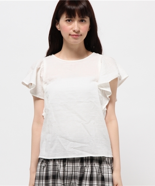 Kastane（カスタネ）の「【Kastane】パナマ袖ギャザーブラウス（シャツ/ブラウス・レディース・ホワイト/レッド/ネイビー・FREE）」の11枚目の写真