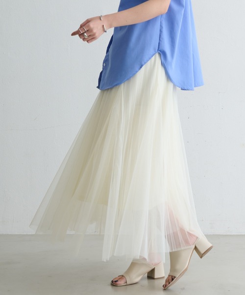 Aunt Marie's(アントマリーズ)の「チュールロングスカート(スカート・レディース・ブラック/ライトグレー/アイボリー・FREE)」の2枚目の写真