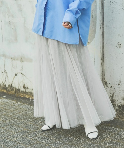 Aunt Marie's(アントマリーズ)の「チュールロングスカート(スカート・レディース・ブラック/ライトグレー/アイボリー・FREE)」の7枚目の写真