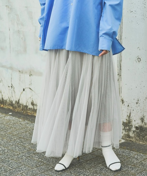 Aunt Marie's(アントマリーズ)の「チュールロングスカート(スカート・レディース・ブラック/ライトグレー/アイボリー・FREE)」の8枚目の写真