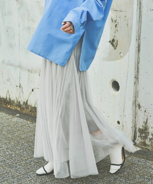 Aunt Marie's(アントマリーズ)の「チュールロングスカート(スカート・レディース・ブラック/ライトグレー/アイボリー・FREE)」の9枚目の写真