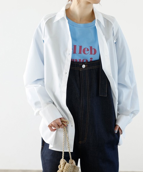 GeeRA(ジーラ)の「レイヤード風デザインシャツ(シャツ/ブラウス・レディース・オレンジ/ネイビー/ライトブルー/オフホワイト・MEDIUM)」の2枚目の写真