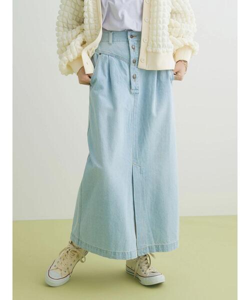 CRAFT STANDARD BOUTIQUE(クラフトスタンダードブティック)の「ナロースカート(デニムスカート・レディース・インディゴブルー/アイボリー/ブルー・FREE)」の4枚目の写真