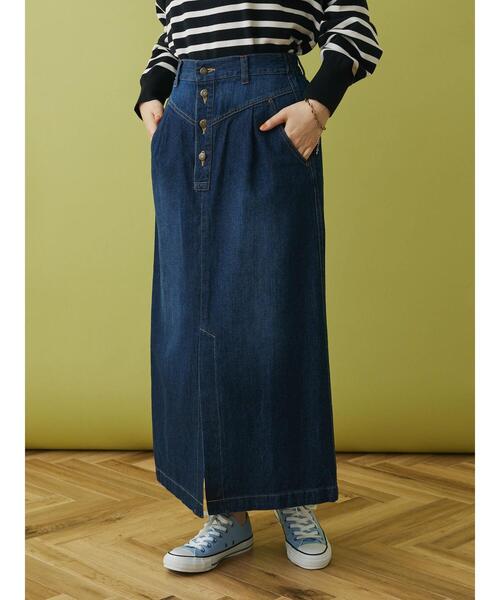 CRAFT STANDARD BOUTIQUE(クラフトスタンダードブティック)の「ナロースカート(デニムスカート・レディース・インディゴブルー/アイボリー/ブルー・FREE)」の5枚目の写真