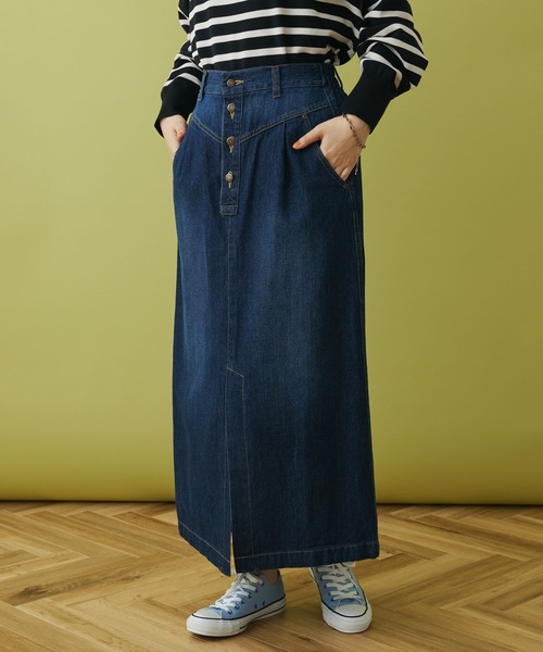 CRAFT STANDARD BOUTIQUE(クラフトスタンダードブティック)の「ナロースカート(デニムスカート・レディース・インディゴブルー/アイボリー/ブルー・FREE)」の1枚目の写真