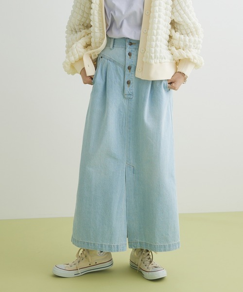 CRAFT STANDARD BOUTIQUE(クラフトスタンダードブティック)の「ナロースカート(デニムスカート・レディース・インディゴブルー/アイボリー/ブルー・FREE)」の3枚目の写真