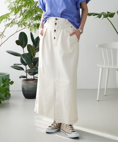 CRAFT STANDARD BOUTIQUE(クラフトスタンダードブティック)の「ナロースカート(デニムスカート・レディース・インディゴブルー/アイボリー/ブルー・FREE)」の2枚目の写真