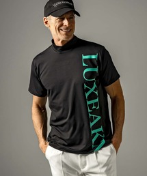 LUXEAKMPLUS(リュクスエイケイエムプラス)ゴルフ バーチカルロゴ ロゴ刺しゅう 半袖モックネックTシャツ 半袖Tシャツ
