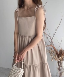 FILLOU（FILLOU）の「ショルダーリボンティアードキャミワンピース（ワンピース）」
