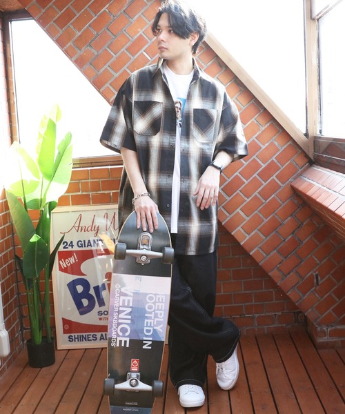 ８(eight)（エイト）の「オンブレ半袖シャツ（シャツ/ブラウス・メンズ・ホワイト/ブラウン/ブルー/チャコール・LARGE/X-LARGE/MEDIUM）」の10枚目の写真