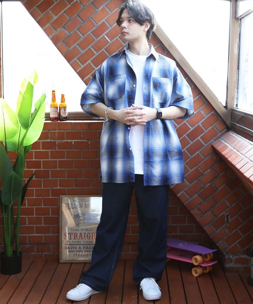 ８(eight)（エイト）の「オンブレ半袖シャツ（シャツ/ブラウス・メンズ・ホワイト/ブラウン/ブルー/チャコール・LARGE/X-LARGE/MEDIUM）」の15枚目の写真