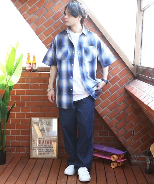 ８(eight)（エイト）の「オンブレ半袖シャツ（シャツ/ブラウス・メンズ・ホワイト/ブラウン/ブルー/チャコール・LARGE/X-LARGE/MEDIUM）」の16枚目の写真