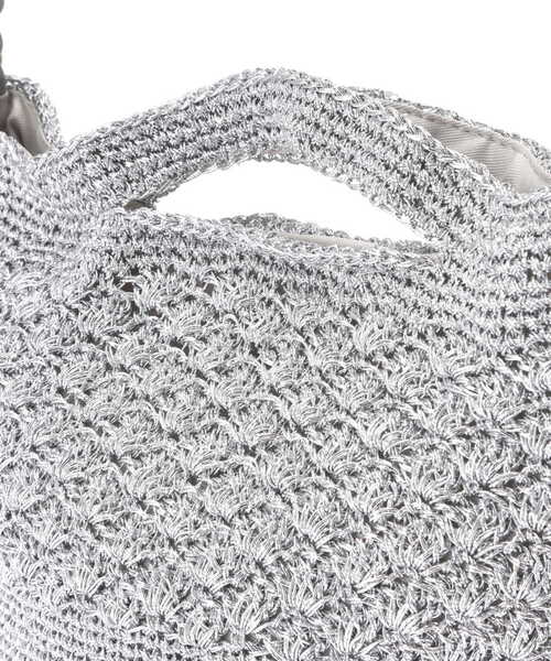 N.（N. Natural Beauty Basic）（エヌエヌナチュラルビューティーベーシック）の「メタリック編み上げショルダーバッグ（トートバッグ・レディース・シルバー・ﾌﾘ-）」の6枚目の写真