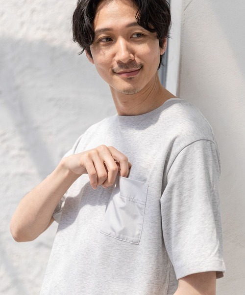 GLOBAL WORK(グローバルワーク)の「冷感マルチファンクションT/163579(Tシャツ/カットソー・メンズ・ホワイト系その他2/ライトブルー/ブラック/ライトグレー/ミント/ダークブルー/チャコールグレー・MEDIUM/X-LARGE/LARGE/SMALL)」の1枚目の写真